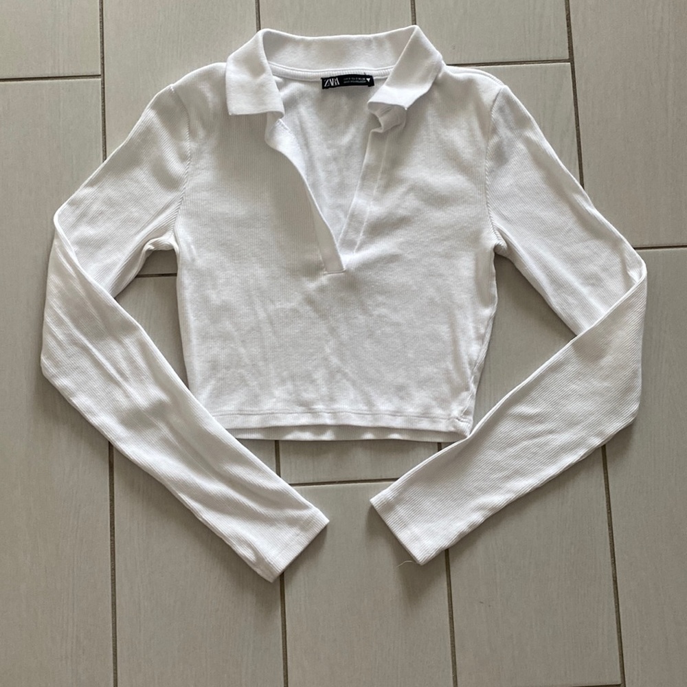 Zara long sleeve crop top